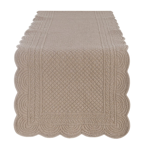 Blanc Mariclò Runner in velluto beige Shabby Chic "Carmen" 45×140 cm