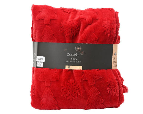 Couverture de Noël douce rouge à carreaux Decoris 130x170 cm
