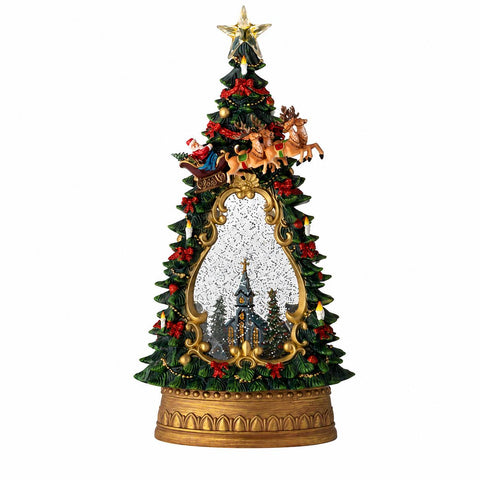 L'arte di Nacchi Albero con Babbo Natale e slitta luci led 18x9xH35 cm