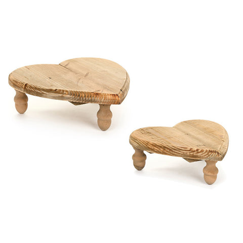 Nuvole di Stoffa Set due alzatine a cuore in legno Country chic D26/31 cm