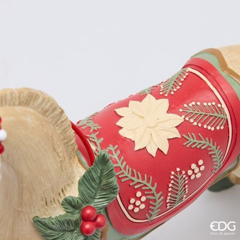 EDG Weihnachtsdekoration Pferd auf Rädern Figur aus Polyresin 32x12xH35 cm