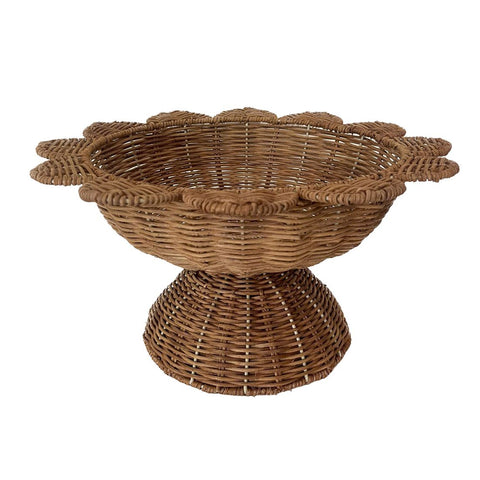 Blanc Mariclò Vassoio in rattan con piedistallo "Dafhne" D39xH20 cm