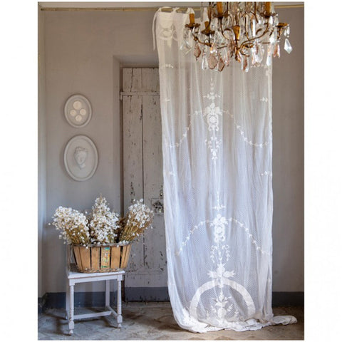 Blanc Mariclò White cotton curtain with laces "Arpeggio" 60x220 cm