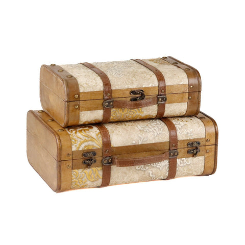 +WD ACANTH.SWIRL SUITCASE BOX SET/2 CR/GLD 45/38CM