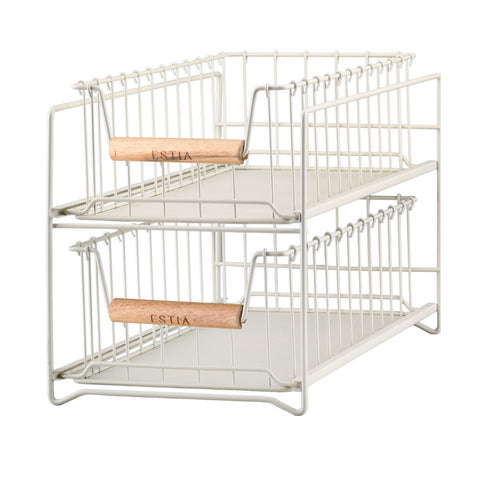 Estia Home Cestino Portaoggetti a 2 livelli in metallo "Allure" 36.5x20.7xH25 cm