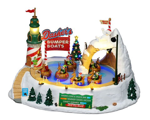 LEMAX Giostra in movimento luci led "Dasher's Bumper Boats" H23.5x36x27.7 cm