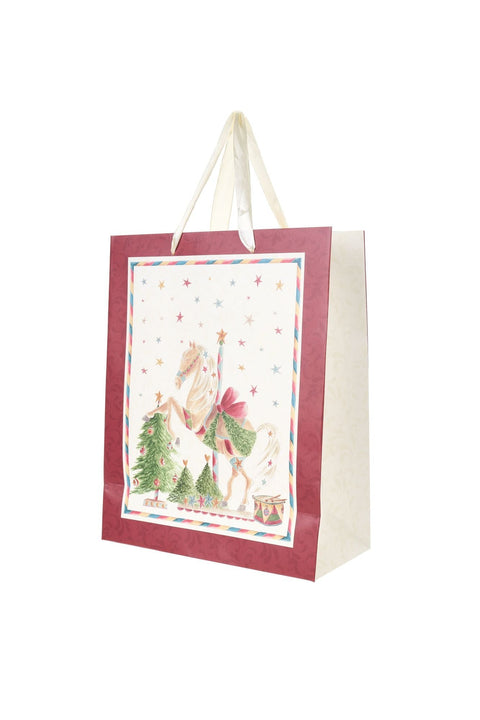 Cloth Clouds Christmas Paper Bag "Carousel" 26x12x32 cm