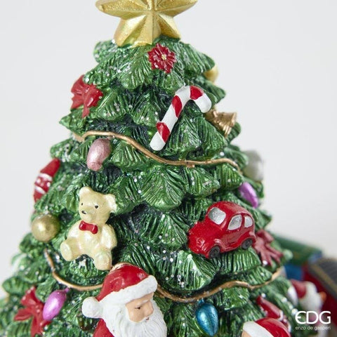 EDG Enzo de Gasperi Carillon albero di natale con trenino decoro natalizio poliresina D15,5 H17 cm