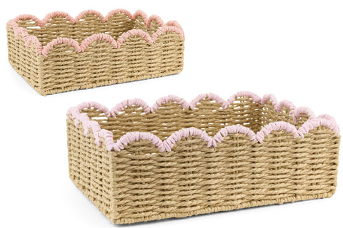 Nuvole di Stoffa Set 2 Cestini in rattan "Sweet Bear" 36x25x12 cm - 31.5x21.5x10.5 cm - Angelica Home Stabia