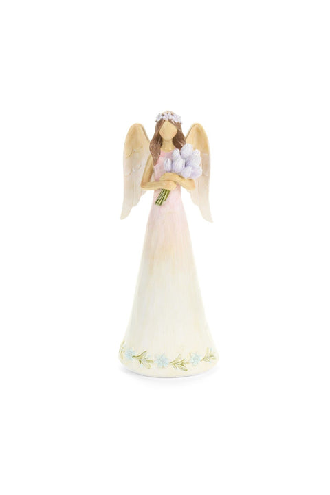 Figurine d'ange en résine « It Will Bloom » avec nuages ​​en tissu, H21,5 cm, 3 variantes (1 unité)