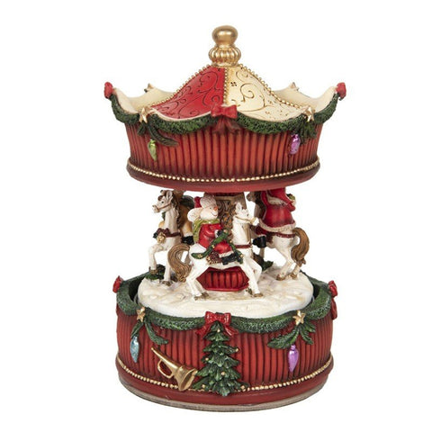 CLAYRE &amp; EEF Christmas decoration Music box Carousel Carousel horses music 11x17cm