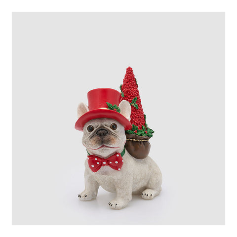 EDG Décoration de Noël chien avec pin 23x12,5xH28,5 cm