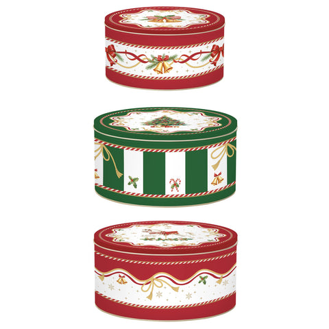 Easy Life Lot de 3 boîtes métalliques emboîtables « Conte de Noël » D13/D16/D20 cm