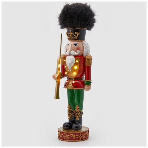 EDG red nutcracker soldier with led in polyresin H61 cm
