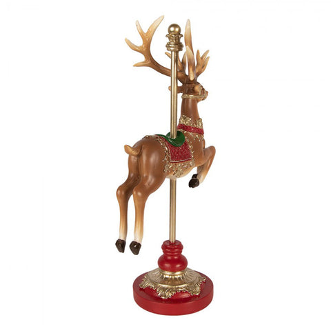 Clayre & Eef Statuette de renne décorative de Noël en résine marron 18x10x35 cm