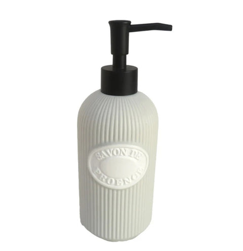 Clayre & Eef Dispenser Sapone in ceramica grigio/bianco D8xH21 cm / 350 ml