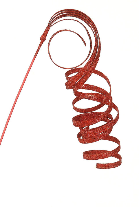 Branche décorative de Noël Vetur rouge pailletée 70 cm