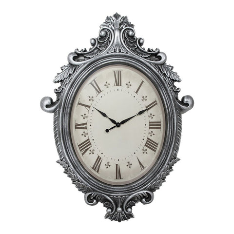 CLAYRE & EEF Orologio da parete resina argento 56x6x76 cm / 1xAA
