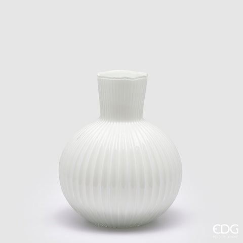 Vase ampoule en verre blanc EDG Enzo de Gasperi D29xH35 cm