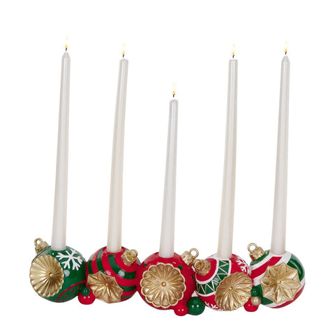GOODWILL Portacandele 5 fiamme con sfere di natale riflettenti L41 cm