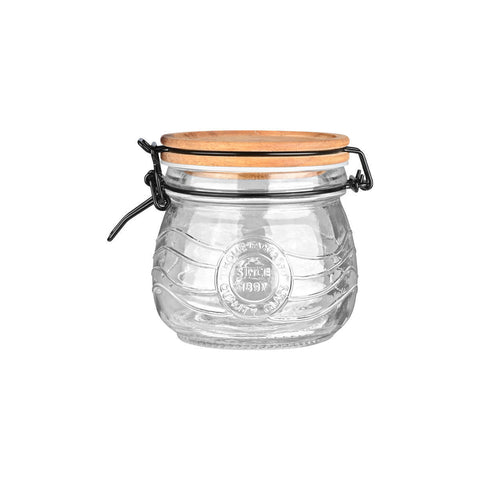 Estia Home Pot de cuisine en verre avec couvercle en bois "Allure" 11x11xH11.5 cm