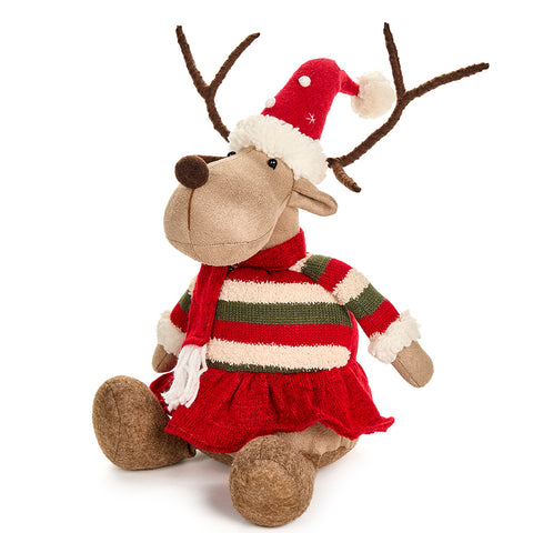 Clouds of Fabric Sitting Reindeer Puppet "Christmas Card" 20x18xH54 cm 2 variants (1pc)