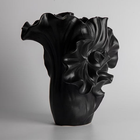 Eurolamp Vaso portafiori in ceramica nero 24x21xH21,3 cm