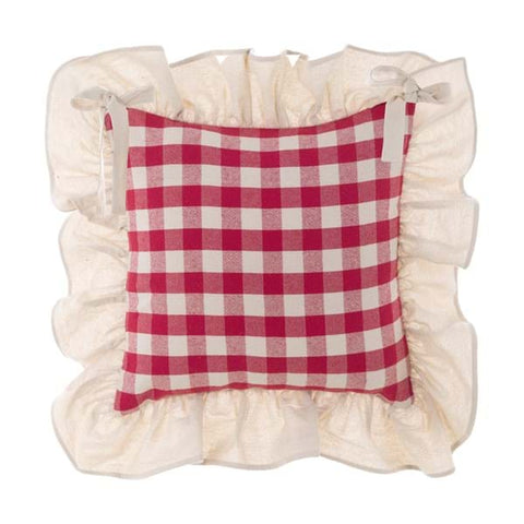 Blanc Mariclò Copricuscino a quadri con gala da 10 cm 40x40 cm