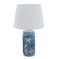 Blanc Mariclò Lampada in porcellana + paralume in lino bianco E24 "Chinoiserie" 33x43xH70 cm - Angelica Home Stabia