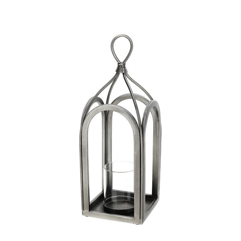 Hervit Lanterna portacandela in metallo argento 14x14xH41 cm