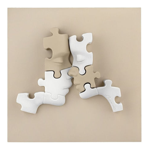 Bongelli Preziosi Quadretto Coppia visi Puzzle bianco/nocciola 15x15 cm