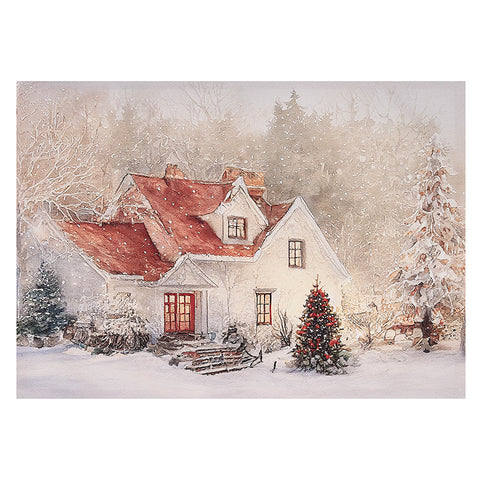 Cloth Clouds Christmas canvas painting "Christmas Card" 70x50x2.5 cm