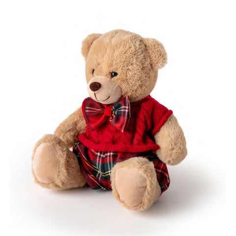 Fiori di lena Peluche Orsetto Teddy di Natale con fiocco H30 cm 2 varianti(1 unità)