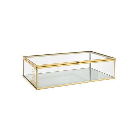 Estia Home Porta oggetti in vetro specchio e metallo oro 24x14xH6 cm