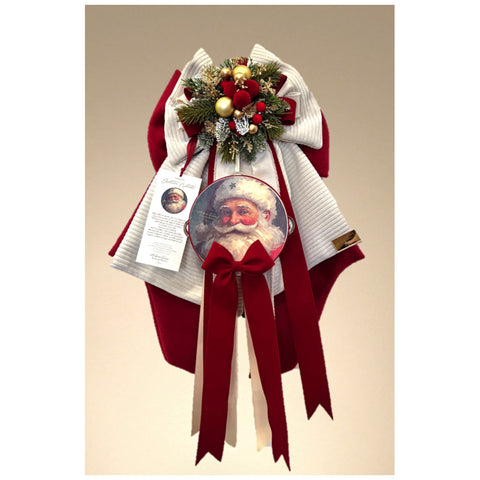 Madame Fioccò Fiocco "Antico Natale" bianco/rosso con tamburello 3 varianti(1 unità)