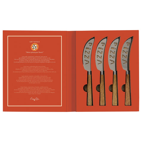 Easy life Idea Regalo Set 4 Coltelli tagliapizza in box "Gift Novels"