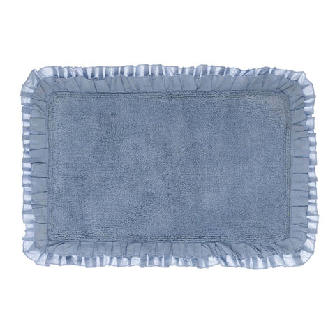 Blanc Mariclò Tappeto bagno in cotone azzurro con doppia gala "Bagno Chiaro" 50x80 cm - Angelica Home Stabia