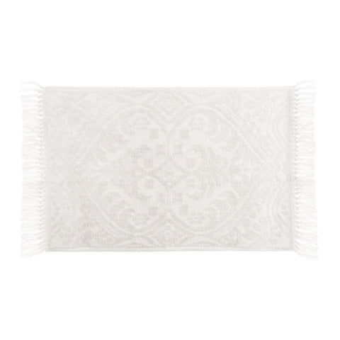 Blanc Mariclò Tapis Jacquard en coton avec pompons 50x80 cm 3 variantes (1 unité)