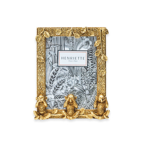 Henriette Portafoto 3 Scimmiette da appoggio in resina oro "Jungle" 18×21.5 cm(13×18 cm) - Angelica Home Stabia