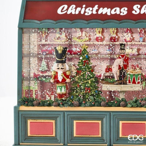EDG Décoration de magasin de Noël boîte à musique LED avec musique 22x8xH22 cm