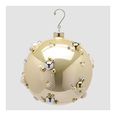 EDG - Enzo De Gasperi Palla di natale sfera oro con perle in vetro D15 cm