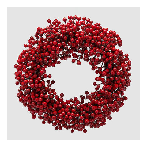 EDG Ghirlanda corona con bacche decoro natalizio rosso Ø30 cm