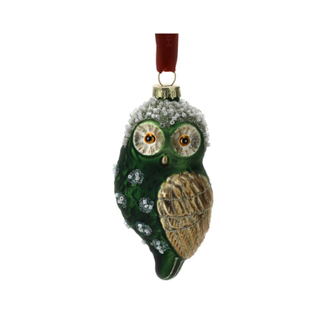 Hervit Christmas Tree Ornament Owl in Blown Glass 10 cm