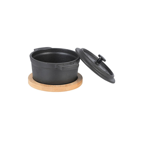 Estia Home Mini casseruola in ghisa, base in bamboo 12.5x11.5xH8 cm