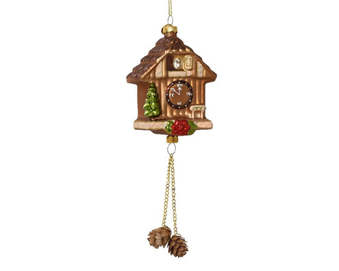 Kaemingk Decoro Cuckoo Clock in Glitter Glass 7x5.4xH24 cm