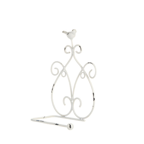 Cloth Clouds Wall-mounted toilet paper holder in white antique-effect metal H 21 cm