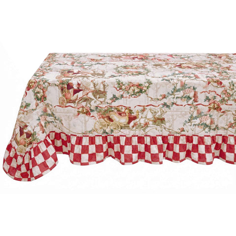 Blanc Mariclò Tovaglia di natale in cotone con gala "Calessi & Calessini" 190x310 cm