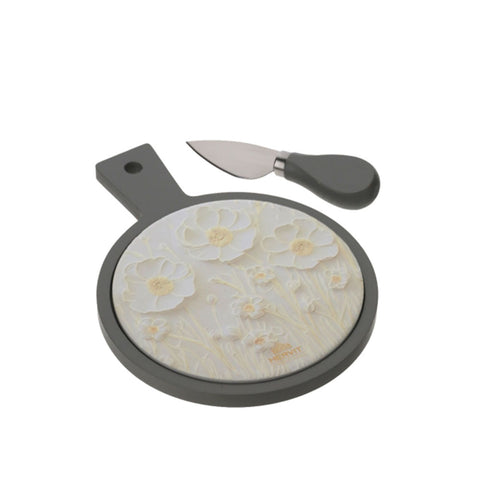 Hervit "Canvas" 20x15 cm dove grey/beige ceramic/wood cutting board