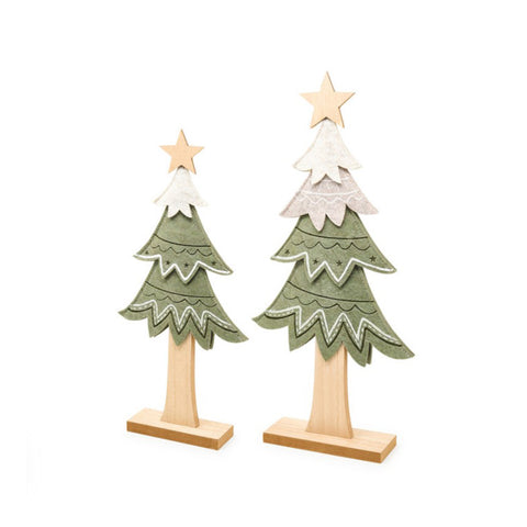 Lot de 2 sapins de Noël en feutre « Forêt enchantée » H 32/41 cm