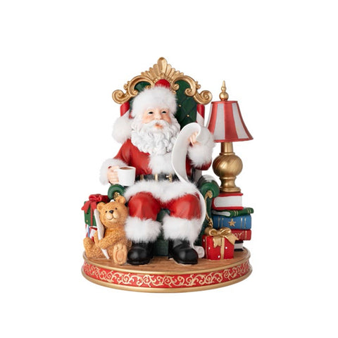 L'arte di Nacchi Statuina Babbo Natale su poltrona luce led D22,5xH28,5 cm